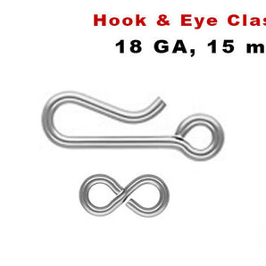 Sterling Silver 14.25 mm Hook 18 GA and Eye Clasp, (SS/852)