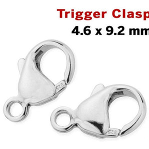 Sterling Silver Trigger Clasp With Casted Ring, 4.6X9.2 mm, (SS/855)