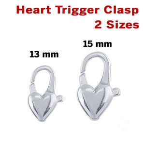 Sterling Silver Heart Cast Clasp, 2 Sizes, (SS/861)