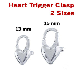 Sterling Silver Heart Cast Clasp, 2 Sizes, (SS/861)