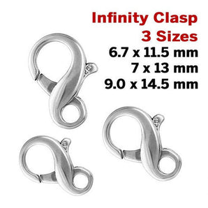 Sterling Silver Infinity Clasp, 3 Sizes, (SS/869)