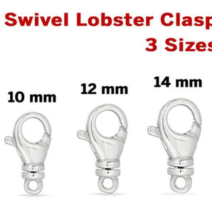 Sterling Silver Lobster Claws Swivel, 3 Sizes, (SS/870)