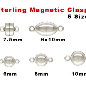 Sterling Silver Magnetic Clasp Round, 5 Sizes, (SS/877)