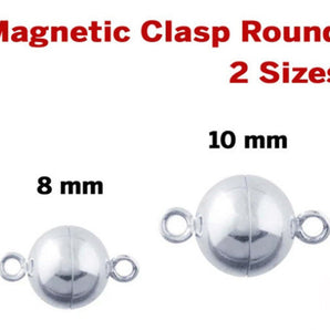 Sterling Silver Magnetic Clasp Round, 2 Sizes, Wholesale Bulk Pricing, (SS/877)