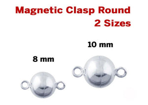 Sterling Silver Magnetic Clasp Round, 2 Sizes, Wholesale Bulk Pricing, (SS/877)