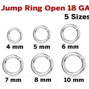 Sterling Silver Jump Ring Open 18 GA, 6 Sizes, (SS/JR18/O)