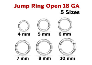 Sterling Silver Jump Ring Open 18 GA, 6 Sizes, (SS/JR18/O)