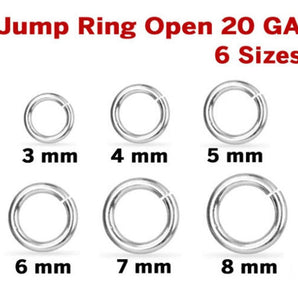 Sterling Silver Jump Ring Open 20 GA, 6 Sizes, (SS/JR20/O)