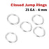 25 Pcs, 925 Sterling Silver 4 mm Closed Jump Rings 21 Gauge, (SS/JR21/C)