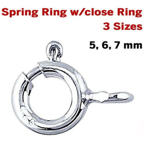 Sterling Silver Spring Ring w/close Ring, 4 Sizes, Wholesale Bulk Pricing, (SS/840C)