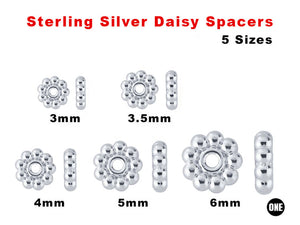 Brushed Sterling Silver Tiny Daisy Spacer, 5 Sizes, (BR-6300)