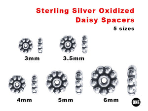 Bali Sterling Silver handmade Daisy Bead Spacer, 5 Sizes, (BA-5109)
