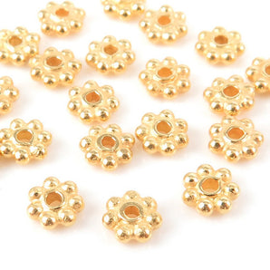 Sterling Silver Vermeil Daisy Spacer, Beads, 5 sizes, (VM-6300)