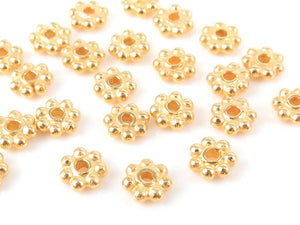 Sterling Silver Vermeil Daisy Spacer, Beads, 5 sizes, (VM-6300)