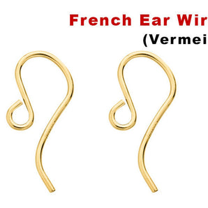 Sterling Silver Vermeil Plain French Earwire w/ outer Loop, (VM-706)