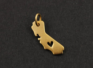 24K Gold Vermeil Over Sterling Silver California State Charm -- VM/CH10/CR44 - Beadspoint