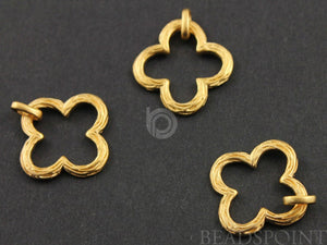 24K Gold Vermeil Over Sterling Silver Clover Charm -- VM/CH4/CR61 - Beadspoint