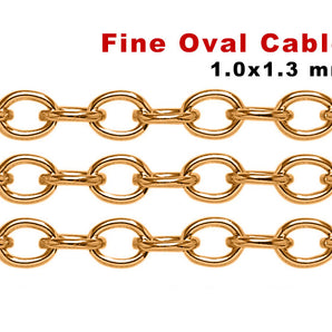 14K Gold Filled Fine Oval Cable Chain, 1.0x1.3 mm, (GF-062)