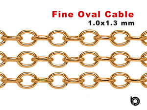 14K Gold Filled Fine Oval Cable Chain, 1.0x1.3 mm, (GF-062)