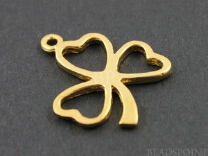 24K Gold Vermeil Over Sterling Silver Clover Charm -- VM/CH4/CR9 - Beadspoint