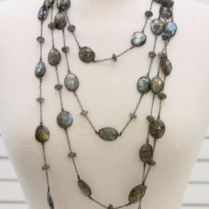 Labradorite Oval Faceted Bezel Chain, (BC-LAB-49) - Beadspoint