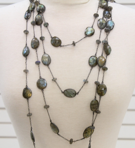 Labradorite Oval Faceted Bezel Chain, (BC-LAB-49) - Beadspoint