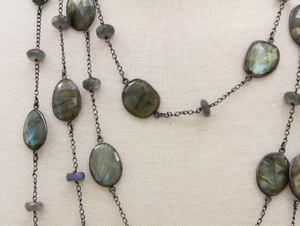 Labradorite Oval Faceted Bezel Chain, (BC-LAB-49) - Beadspoint
