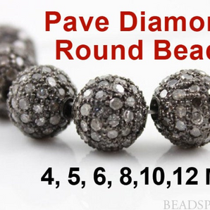 Pave Diamond Round Bead, (DF/BA) - Beadspoint