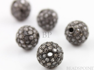 Pave Diamond Round Bead, (DF/BA) - Beadspoint
