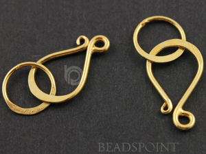 Gold Vermeil Hook Clasp w/Ring, (VM/6427) - Beadspoint