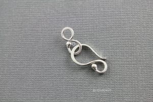 Sterling Silver 18 GA Balled End Hook & Clasp, (SS/998) - Beadspoint