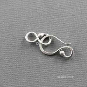 Sterling Silver 18 GA Balled End Hook & Clasp, (SS/998) - Beadspoint