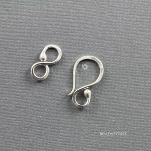 Sterling Silver 18 GA Balled End Hook & Clasp, (SS/998) - Beadspoint