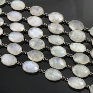 Rainbow Moonstone Faceted Oval Chain, (BC-RNB-144) - Beadspoint