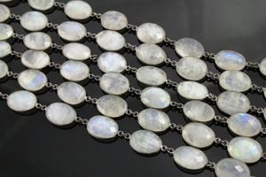 Rainbow Moonstone Faceted Oval Chain, (BC-RNB-144) - Beadspoint