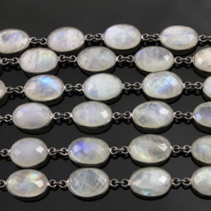 Rainbow Moonstone Faceted Oval Chain, (BC-RNB-144) - Beadspoint