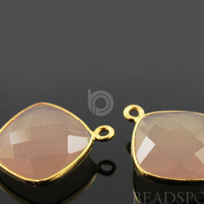 Sand Chalcedony Faceted Cushion Bezel, (BZC7501) - Beadspoint