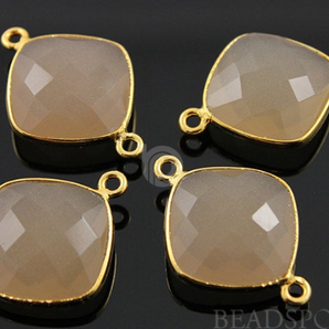 Sand Chalcedony Faceted Cushion Bezel, (BZC7501) - Beadspoint