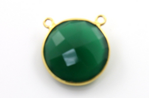 Green Onyx Faceted Coin Bezel, (BZC8075) - Beadspoint