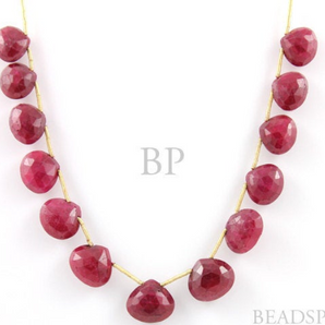 Ruby Faceted Heart Drops, (Rby8-9Hrt) - Beadspoint