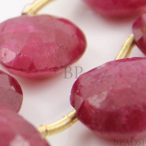 Ruby Faceted Heart Drops, (Rby8-9Hrt) - Beadspoint