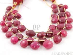 Ruby Faceted Heart Drops, (Rby8-9Hrt) - Beadspoint