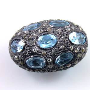 Pave Diamond Aquamarine Bead, (DF-BD-200) - Beadspoint