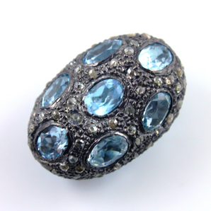 Pave Diamond Aquamarine Bead, (DF-BD-200) - Beadspoint