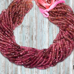 Pink Tourmaline Faceted Roundel Beads, (PTML4RNDL) - Beadspoint