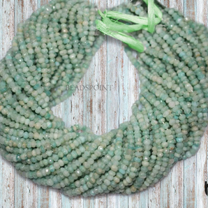 Amazonite Faceted Roundel Beads, (AMZT450RNDL) - Beadspoint