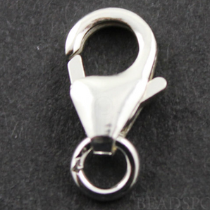 10 Pieces Sterling Silver 8.6X14.7 mm Lobster Claw w/ Open Jump Ring, (SS/859) - Beadspoint