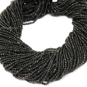 Black Moonstone Faceted Rondelle Beads, (BMNS-2.5-FRNDL) - Beadspoint