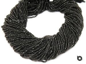 Black Moonstone Faceted Rondelle Beads, (BMNS-2.5-FRNDL) - Beadspoint