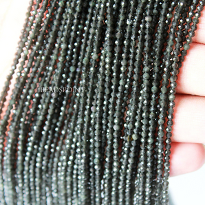 Black Moonstone Faceted Rondelle Beads, (BMNS-2.5-FRNDL) - Beadspoint